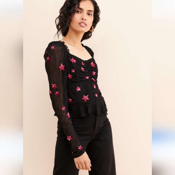 Rococo Sand Tops - All That Glitters Blouse by Rococo Sand, Black L